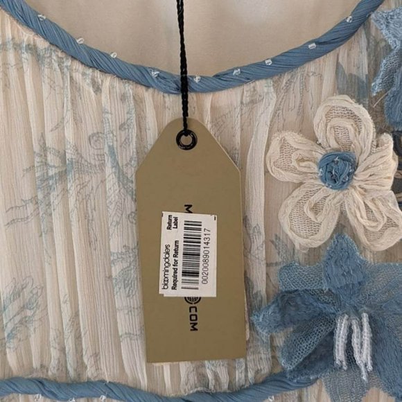 NWT Max Studio Vintage Silk Dress Blue and White Flowers Size 10 - Picture 8 of 10